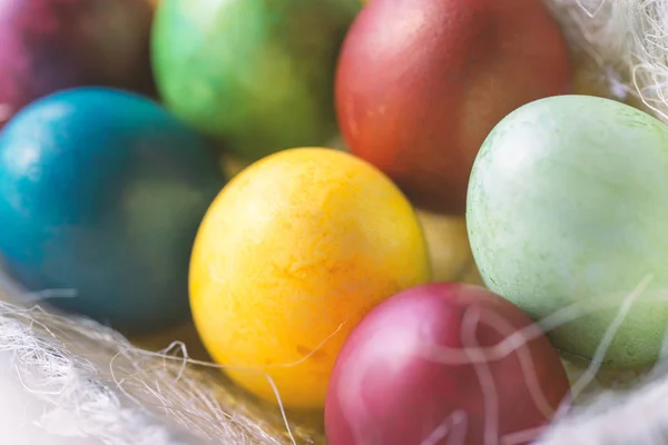 Easter eggs of blue, red, yellow, green colors