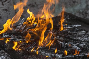Blaze kömür Yangın alev arka plan veya doku