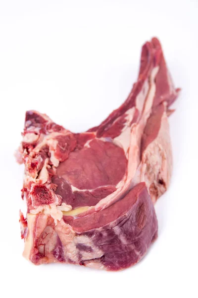 Carne Fresca Cruda Isolata Fondo Bianco — Foto Stock