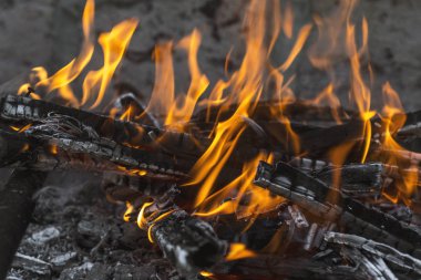 Blaze kömür Yangın alev arka plan veya doku