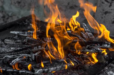 Blaze kömür Yangın alev arka plan veya doku