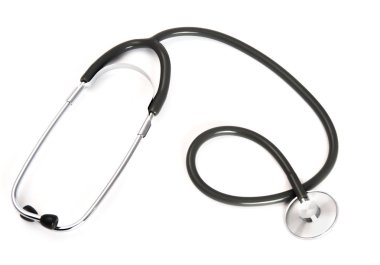 Stetoskop darbe beyaz arka plan üzerinde kontrol etmek için