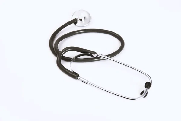 Svart Medicinsk Stetoskop Vit Bakgrund — Stockfoto