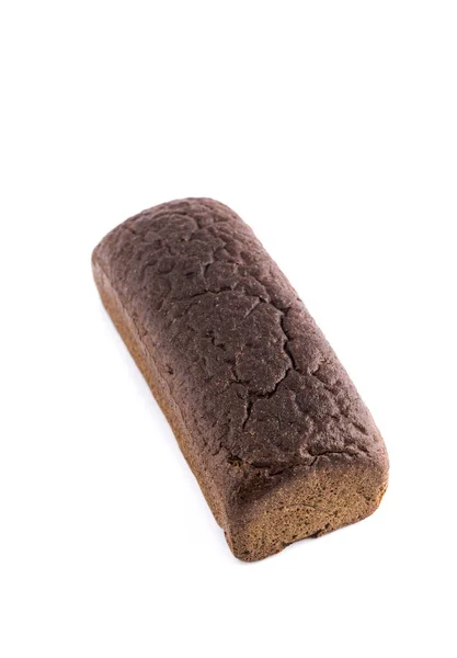 Hnědý Žitný Chléb Izolované Bílém Pozadí — Stock fotografie