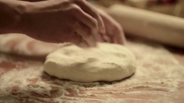 close-up footage of dough preparation process
