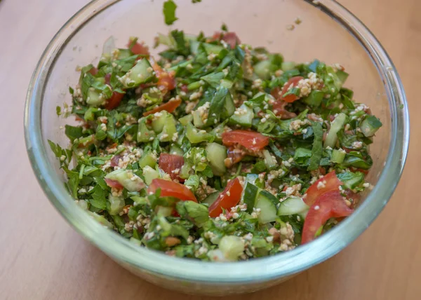 Close Shot Delicious Fresh Salad Cucumber Tomato — Stockfoto