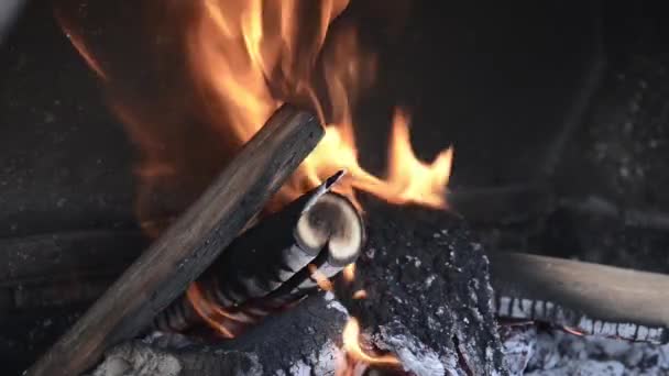 Blaze Cărbune Foc Flacără Fundal Sau Textură — Videoclip de stoc