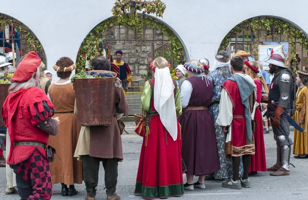 Kalshteyn República Checa Octubre 2017 Desfile Medieval Disfrazado Festival Vino —  Fotos de Stock