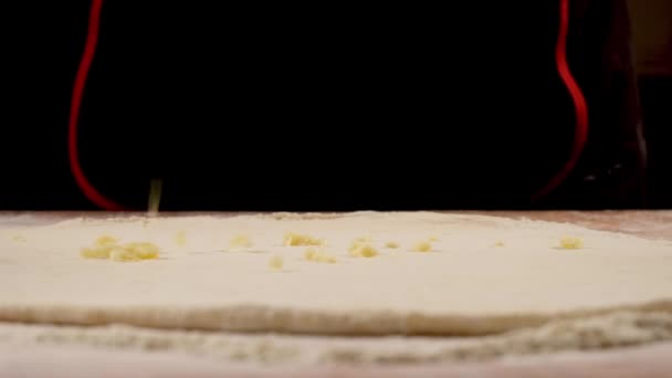 Baker Kneading Dough Pizza Preparation Chef Cook Making Dough Baking — Stockvideo