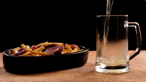 Beer Pouring Top Glass Slow Motion — Stock video