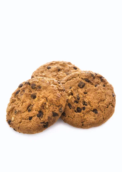 Délicieux biscuits au chocolat sur fond blanc — Photo