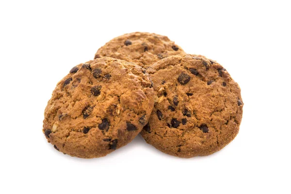 Délicieux biscuits au chocolat sur fond blanc — Photo