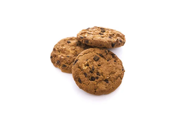 Délicieux biscuits au chocolat sur fond blanc — Photo