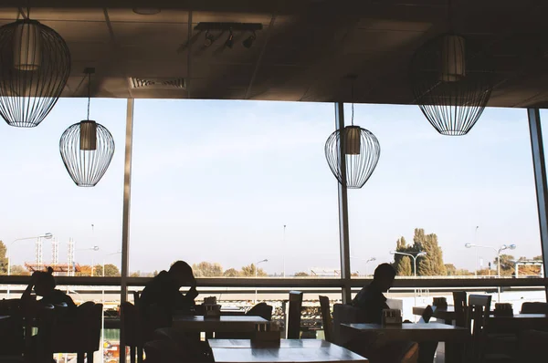 Silhouettes Passagers Aéroport Concept Voyage — Photo