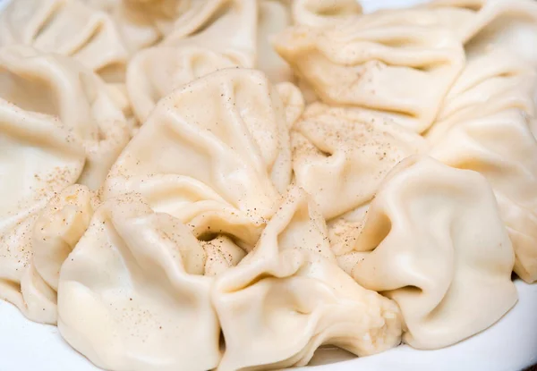 Prato Khinkali Bolinho Georgiano Tradicional Com Carne Picada — Fotografia de Stock