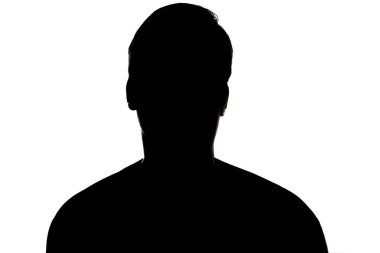 Beyaz arka planda izole edilmiş genç silueti stüdyo resmi.