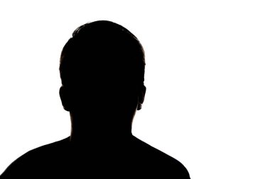 Beyaz arka planda izole edilmiş genç silueti stüdyo resmi.