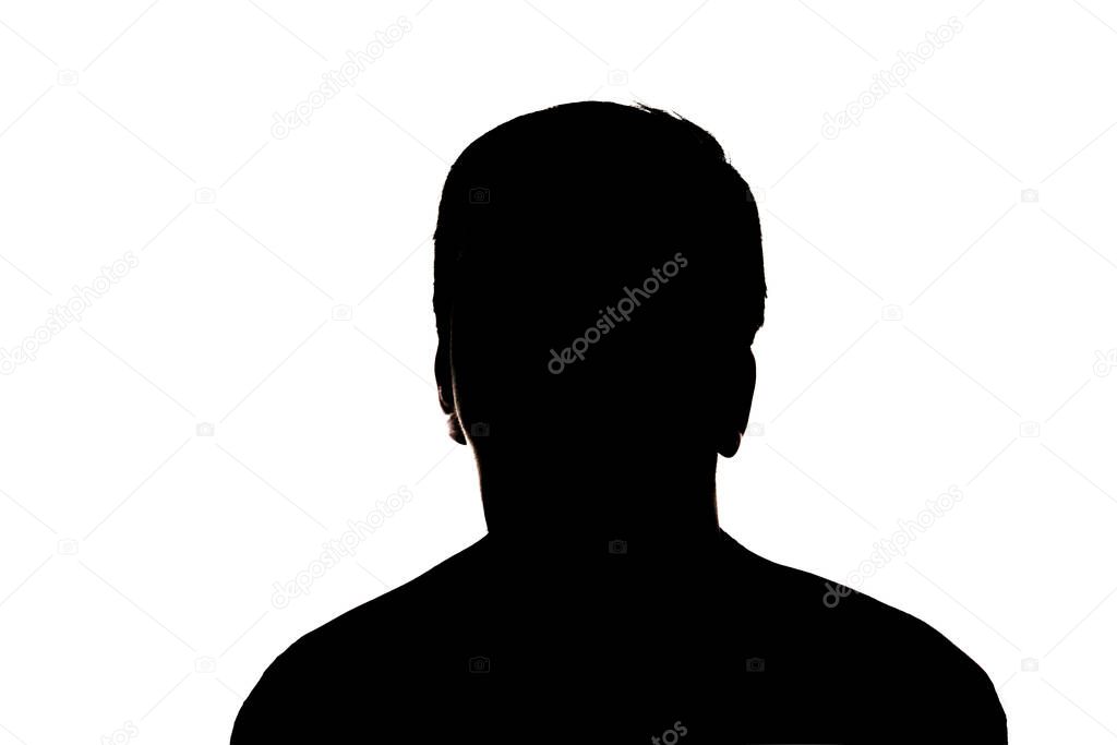 teenager silhouette studio  portrait,  isolated on white background