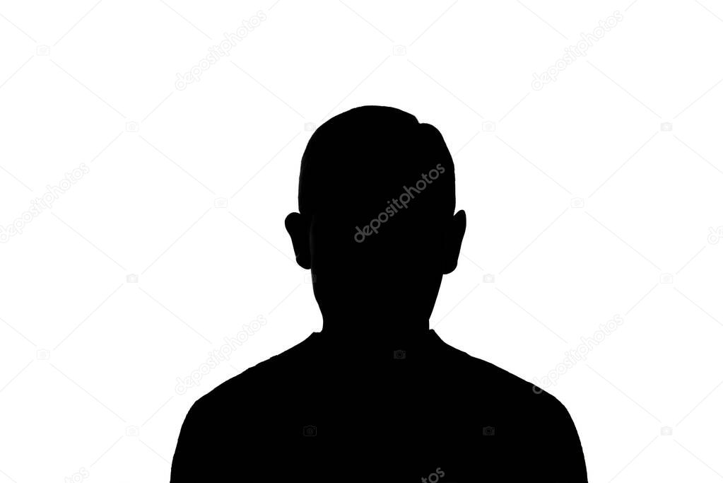 teenager silhouette studio  portrait,  isolated on white background