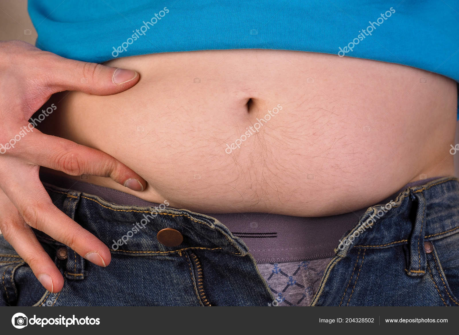big belly in jeans