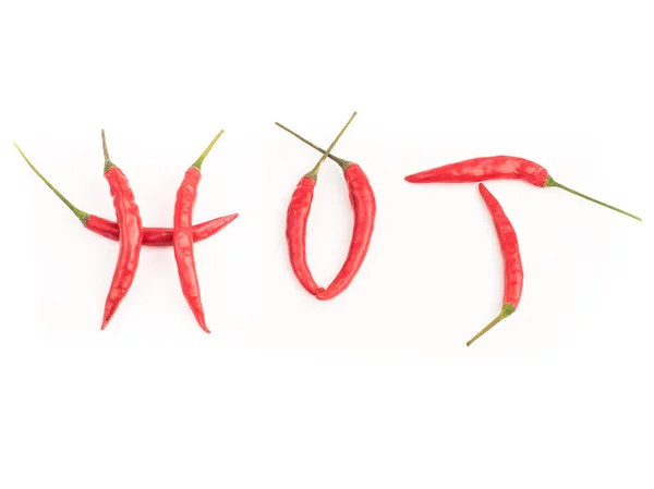 红辣椒乐队 流行的香料概念 说谎辣椒 美丽海报装饰字由红辣椒在白色背景上的热模式顶视图 — 图库照片