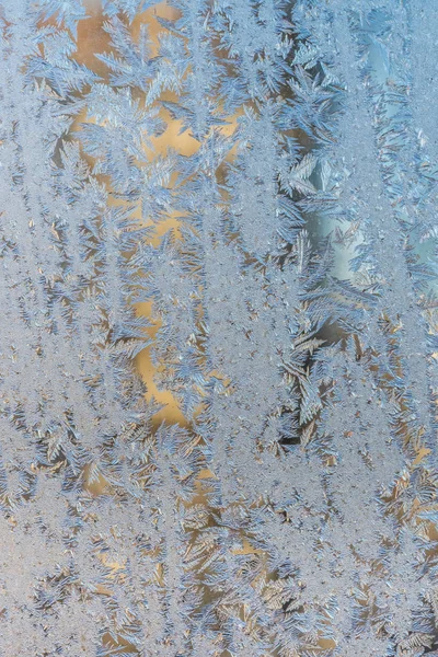 Frostiges Weihnachtsmuster Einem Winterfenster — Stockfoto