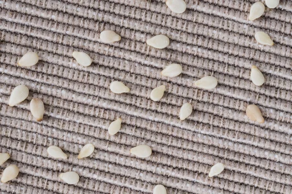 Weißer Bio Sesam Auf Weißem Textilhintergrund Ansicht Von Oben — Stockfoto
