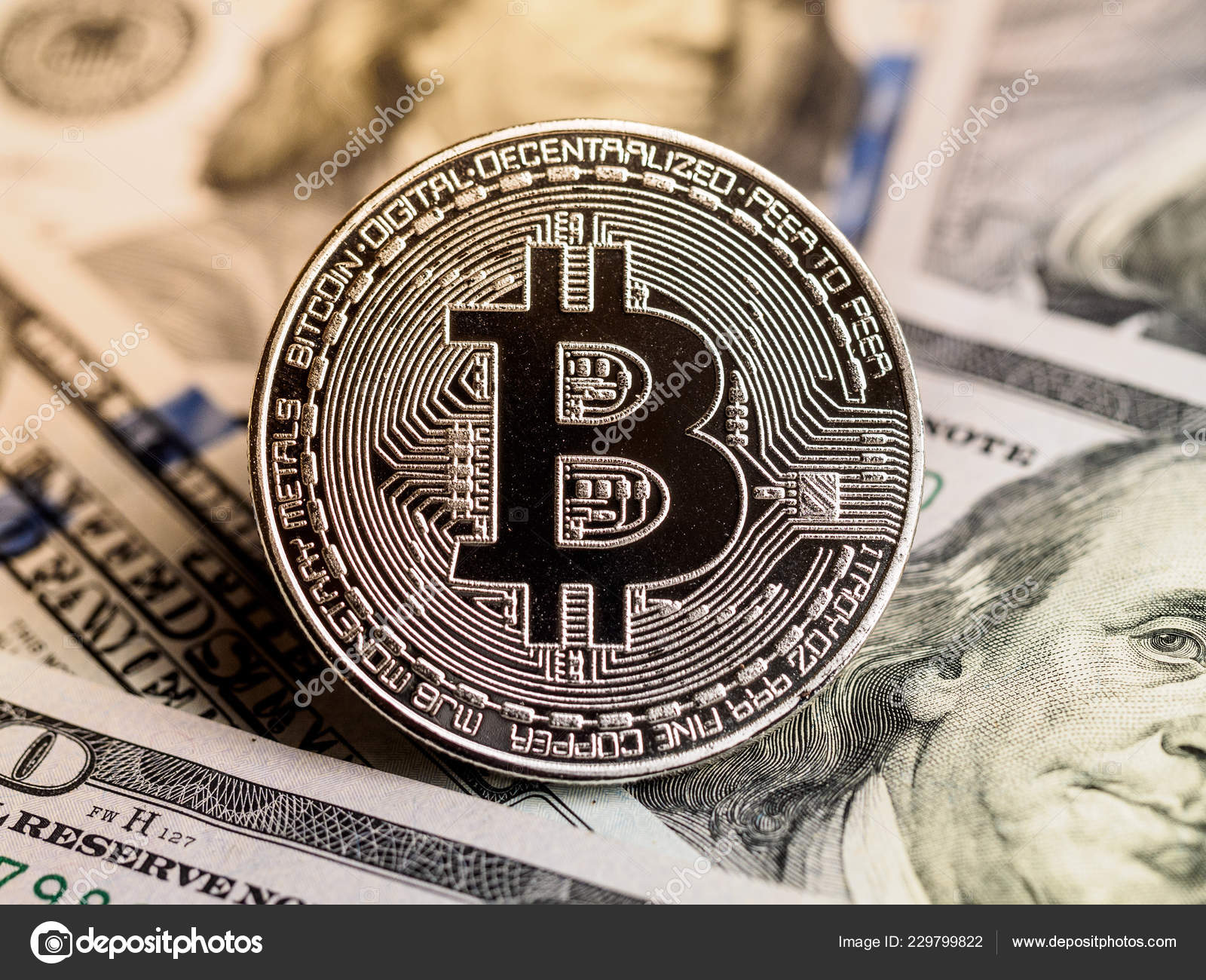 Background Crypto Bitcoin Dollars Symbolic Coins Bitcoins Banknotes One  Hundred — Stock Editorial Photo © Evgeniy_Bobkov #229799822