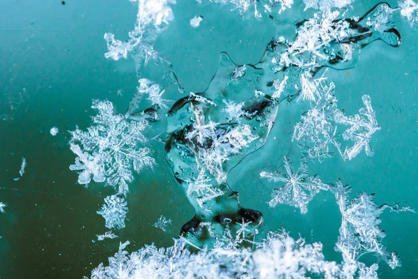Fragmento Textura Neve Flocos Neve Plano Coberto Neve Pura Branca — Fotografia de Stock