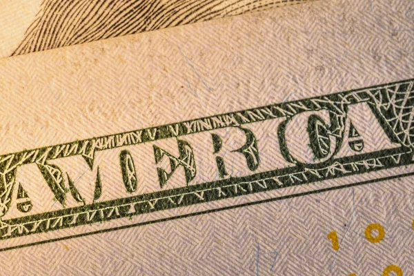 Het Woord America Dollar Bankbiljet Close Symbool Van Het Kapitalisme — Stockfoto