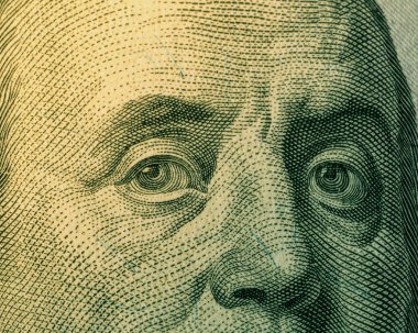 Benjamin Franklin portre yüz dolarlık banknot. Makro vurdu. Amerika Birleşik Devletleri para yakın çekim. 