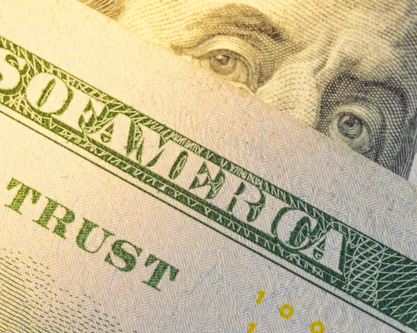 Λέξη Αμερική Στο Δολάριο Χαρτονόμισμα Κοντινό Πλάνο Σύμβολο Του Καπιταλισμού — Φωτογραφία Αρχείου