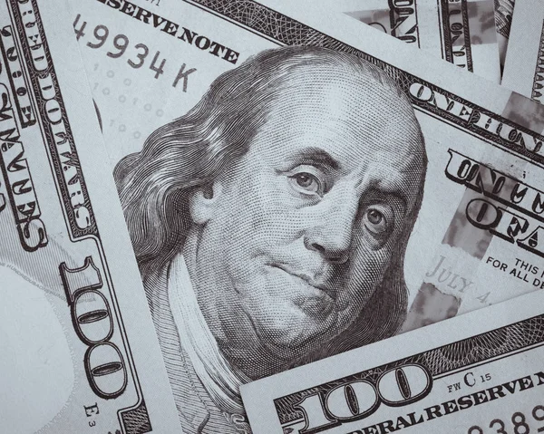 Benjamin Franklin Portrait Billet Cent Dollars Macro Shot États Unis — Photo