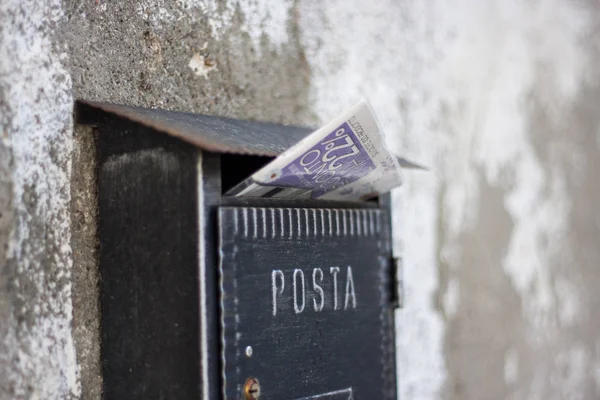 mailbox closeup. Old vintage letter and newspaper box. European capacity for the press. fresh news to every home.