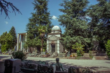 Çelyabinsk, Rusya Federasyonu - Haziran 07,2017 Milan, İtalya. Ünlü dönüm noktası - eski mezar anıt mezarlığı (Cimitero Monumentale). Dini sanat.