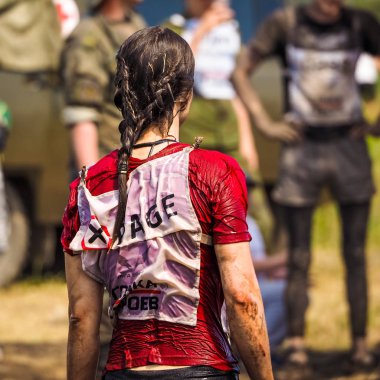 Chelyabinsk, Rusya-24 Haziran 2019: engel yarışı denilen 