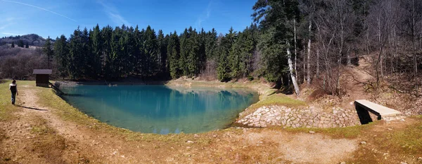 Mine work - Lake Vodarenska in Banska Stiavnica — Stock Photo, Image