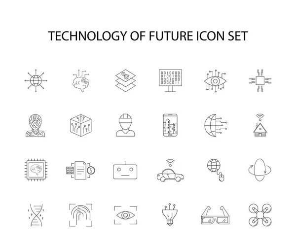 Juego de iconos de línea. Tecnología del paquete futuro . — Archivo Imágenes Vectoriales