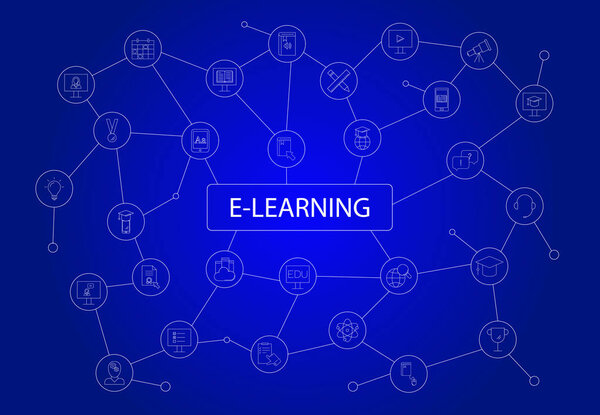E-learning word with icons