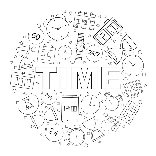 Patrón de tiempo vectorial. Fondo de tiempo con el mundo — Archivo Imágenes Vectoriales