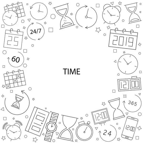 Vector Time pattern. Time background with world — Stock Vector