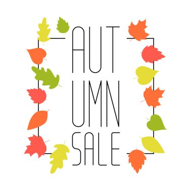 Sonbahar Satılık arka plan düzen süslemeleri alışveriş için yaprakları ile