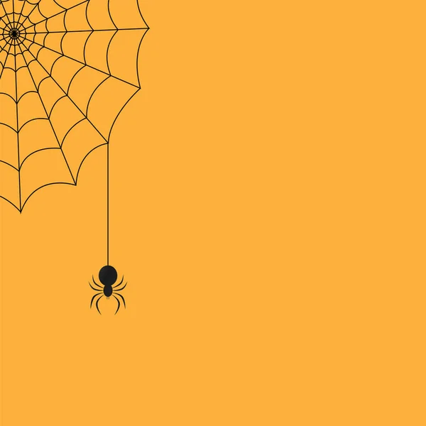 Fondo de Halloween con una araña y una tela . — Vector de stock