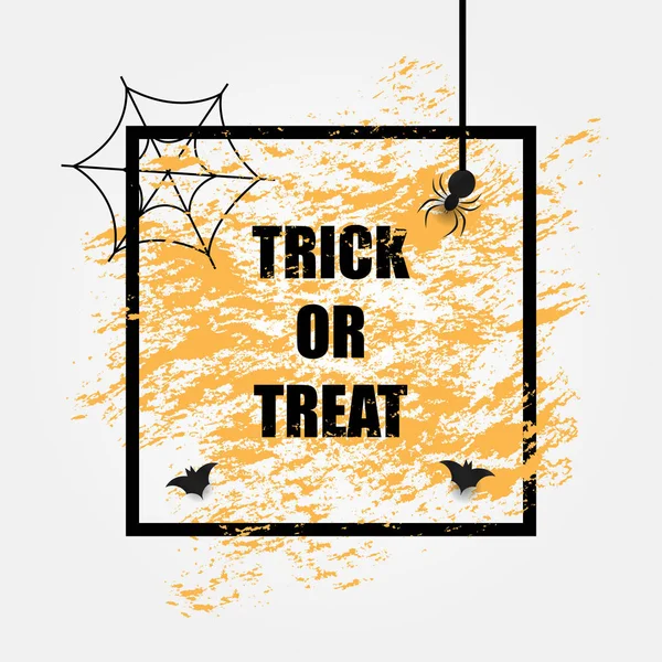 Halloween background with a spider, a web and words TRICK OR TREAT. — Stock Vector