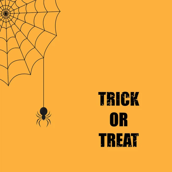 Απόκριες φόντο με μια αράχνη, ένα web και λέξεις Trick Or Treat. — Διανυσματικό Αρχείο
