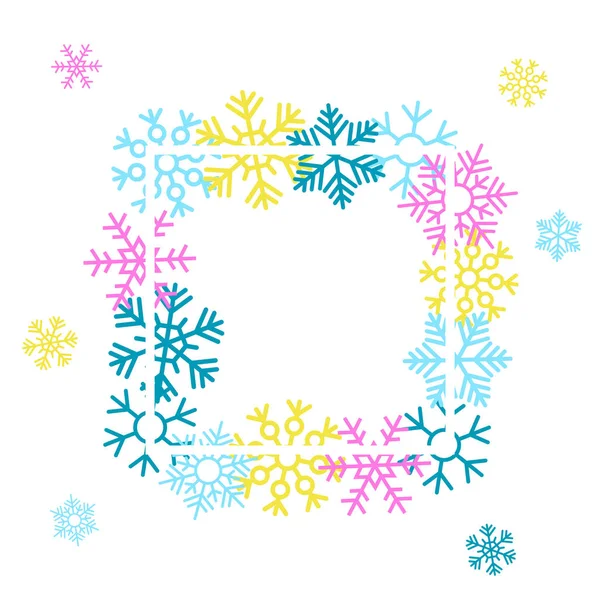 Зимний фон с красочными снежинками — стоковый вектор