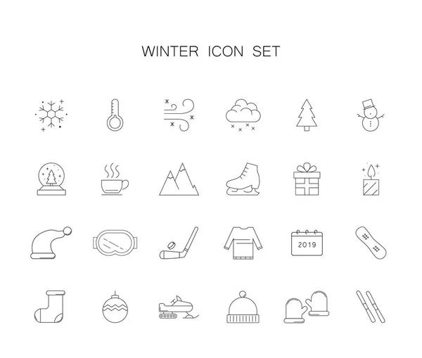 Line icons set. Winter pack. — Stock Vector