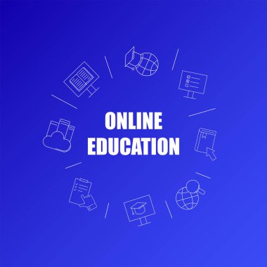 Online eğitim kökenli satırı simgesi. Doğrusal vektör desen. 