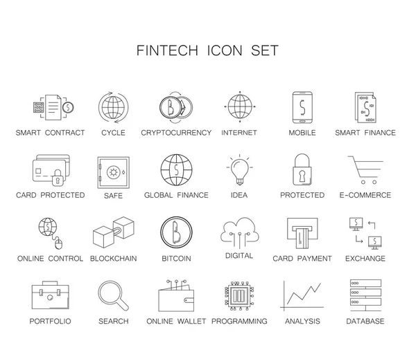 Satır simgeler kümesi. Fintech paketi. 