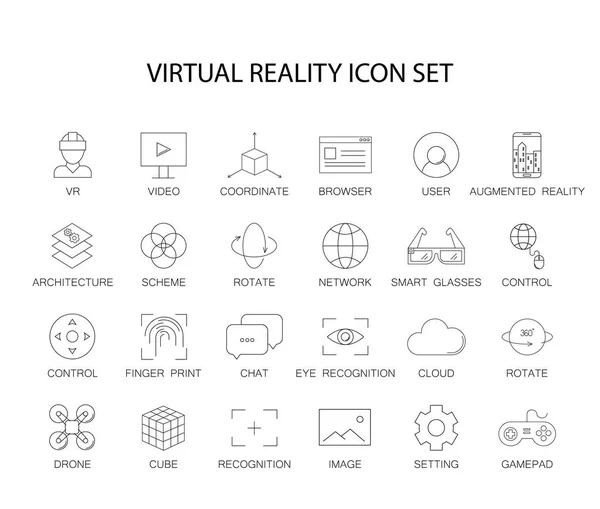 行のアイコンを設定します。仮想現実感パック. — ストックベクタ